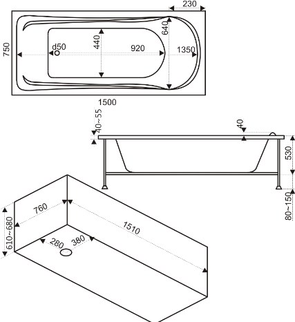 ВГ00031 Ванна Bas Бриз Santreyd - Вид №1