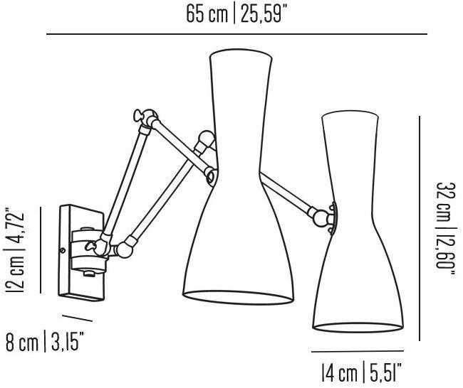 Il Bronzetto Настенный светильник из латуни с гибким кронштейном Wormhole Wor05 double - Вид №1