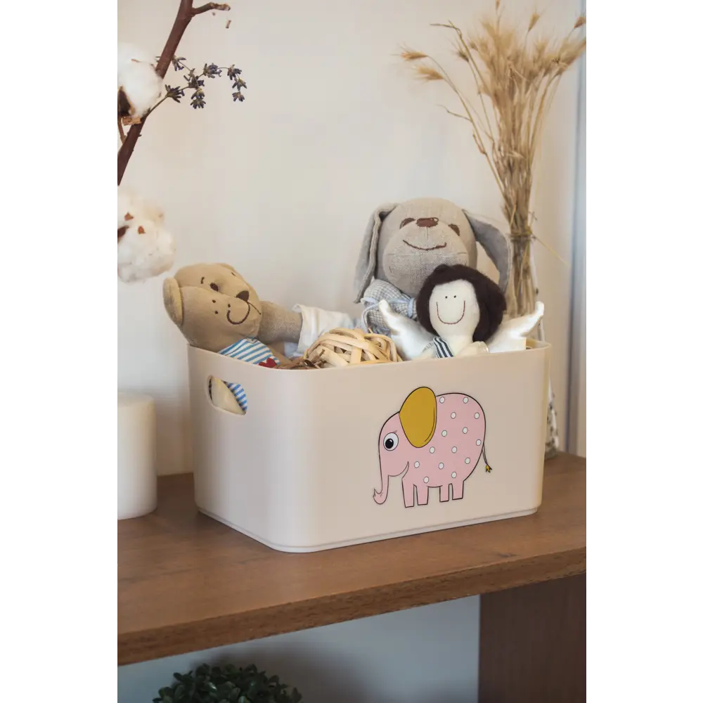 Корзина Honey Animals Слон 22.7x15.7x12.1 см 2.4 л полипропилен цвет пудра Santreyd STLM-2007575 - Вид №4
