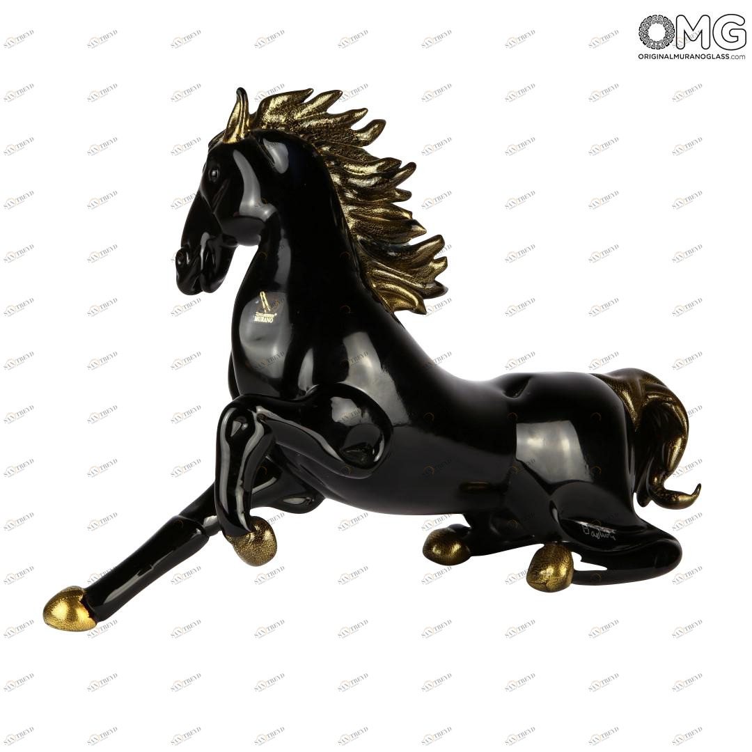 2696 ORIGINALMURANOGLASS Скульптура Вороной конь - Original Murano Glass OMG 40 см 
