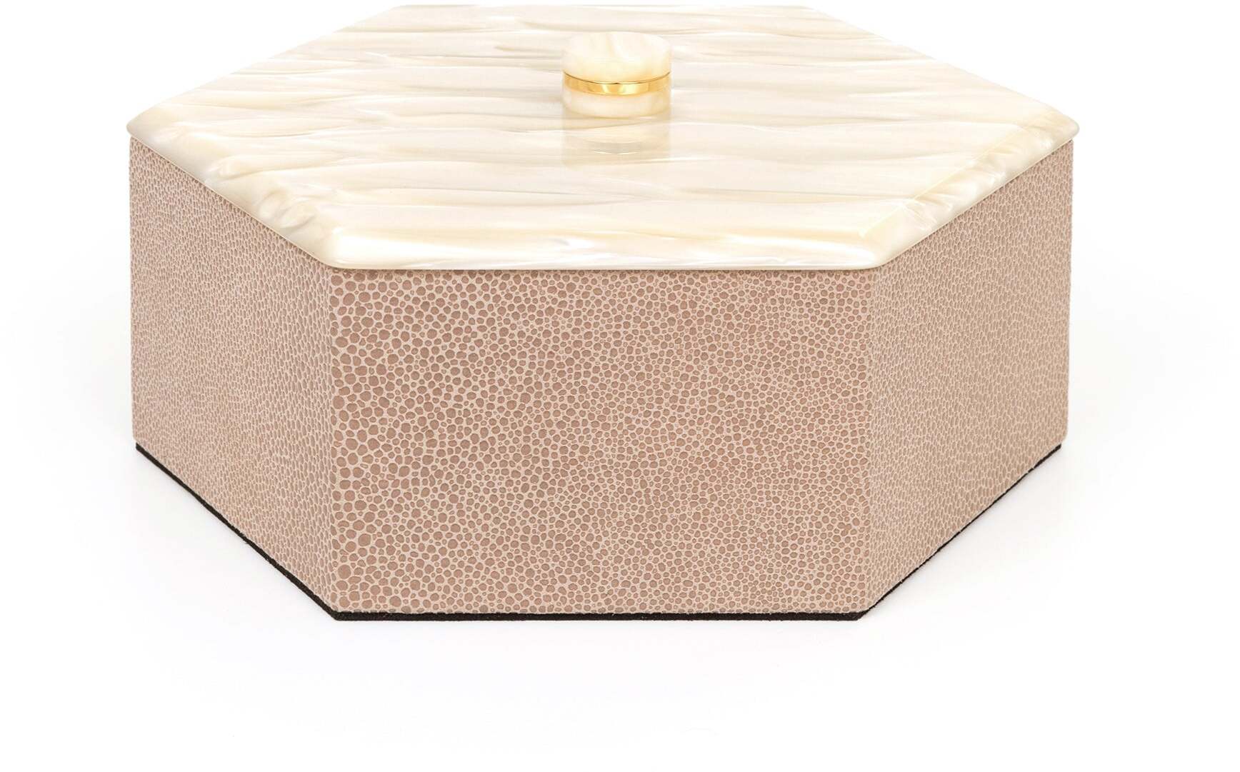 Шестиугольная шкатулка Kelly - 22x19XH8 см / зернистая кожа_серо-коричневый