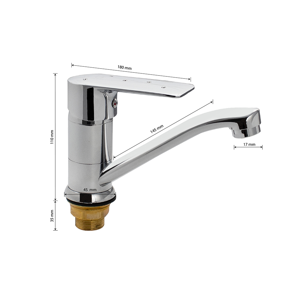 GFmark - Смеситель кухонный шаровый, со стразами на ручке, код: 2250s  - Вид №3