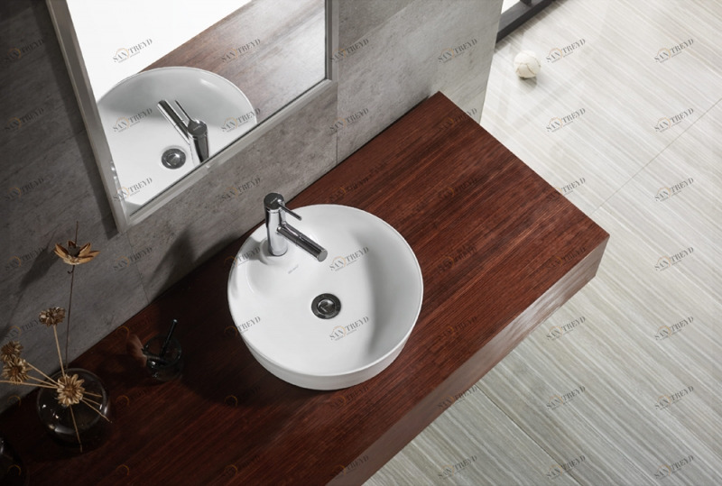 Раковина накладная с отверстием для смесителя  C22239W-1-ENG bravat 