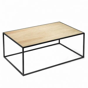 Журнальный столик прямоугольный светлый дуб с черными ножками 80 см Darmian into black INTELLIGENT DESIGN  260834 Дуб сонома;бежевый;черный