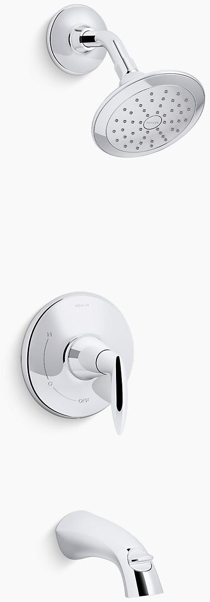 KOHLER Alteo Rite-Temp для ванны и душа с рычажной ручкой и насадкой для душа 1,75 галлона в минуту K-TS45104-4G-2BZ  - Вид №1