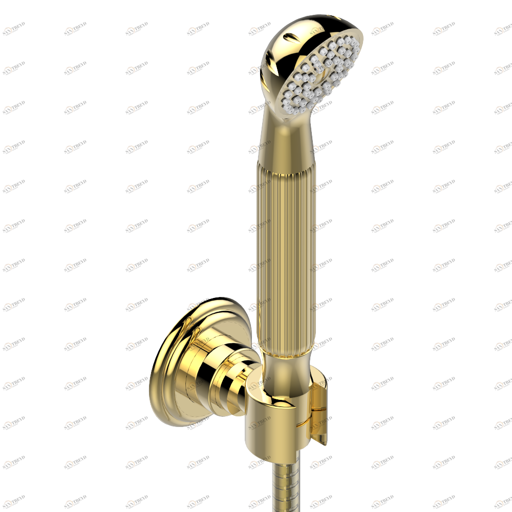 A8S-52A Душ ручной стильный встраиваемый в стену, шланг и стационарный кронштейн Thg-paris Vogue с лазуритом Золото A8S 52A CAT.F