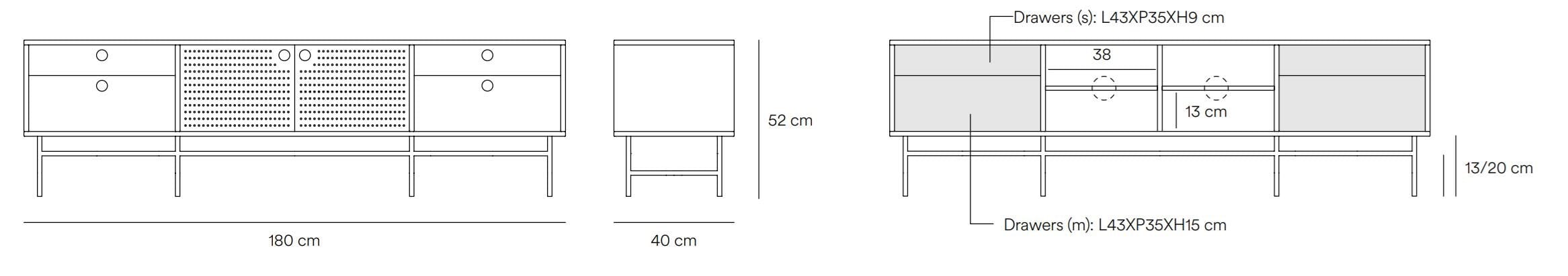 Шкаф для телевизора из МДФ с распашными дверцами и ящиками TEULAT точка ARCH-00150209 - Вид №29