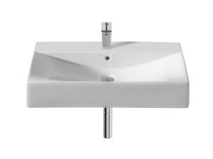 Прямоугольная фарфоровая раковина с переливом