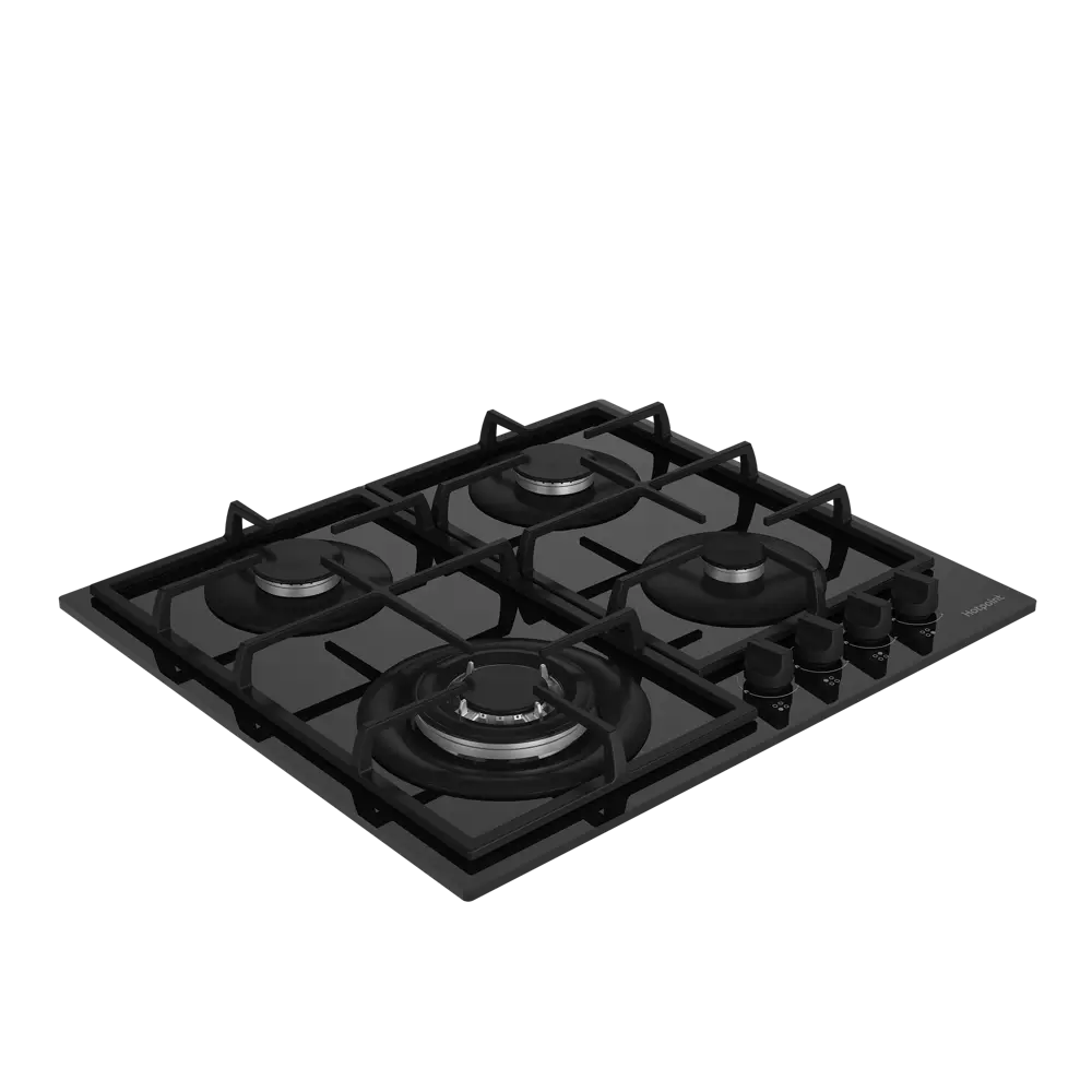 Газовая варочная панель Hotpoint HG 62FA/BK 58.5 см 4 конфорки цвет черный STLM-2175054 - Вид №1