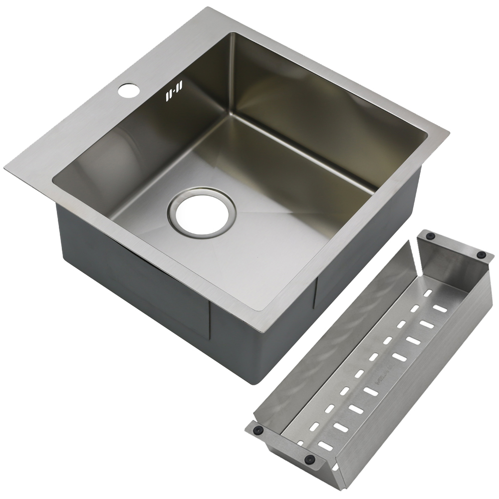Мойка R5050H MELANA ProfLine 3,0/200 САТИН врезная квадратная в комплекте с коландером MLN-R5050H+коландер - Вид №5