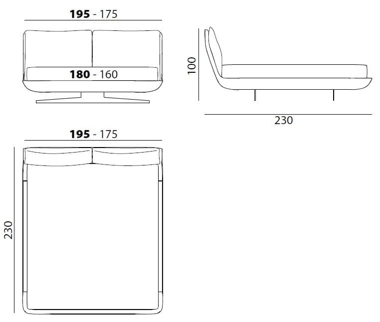 Кожаная двуспальная кровать с мягким изголовьем Twils Biggie ARCH-00002538 - Вид №4