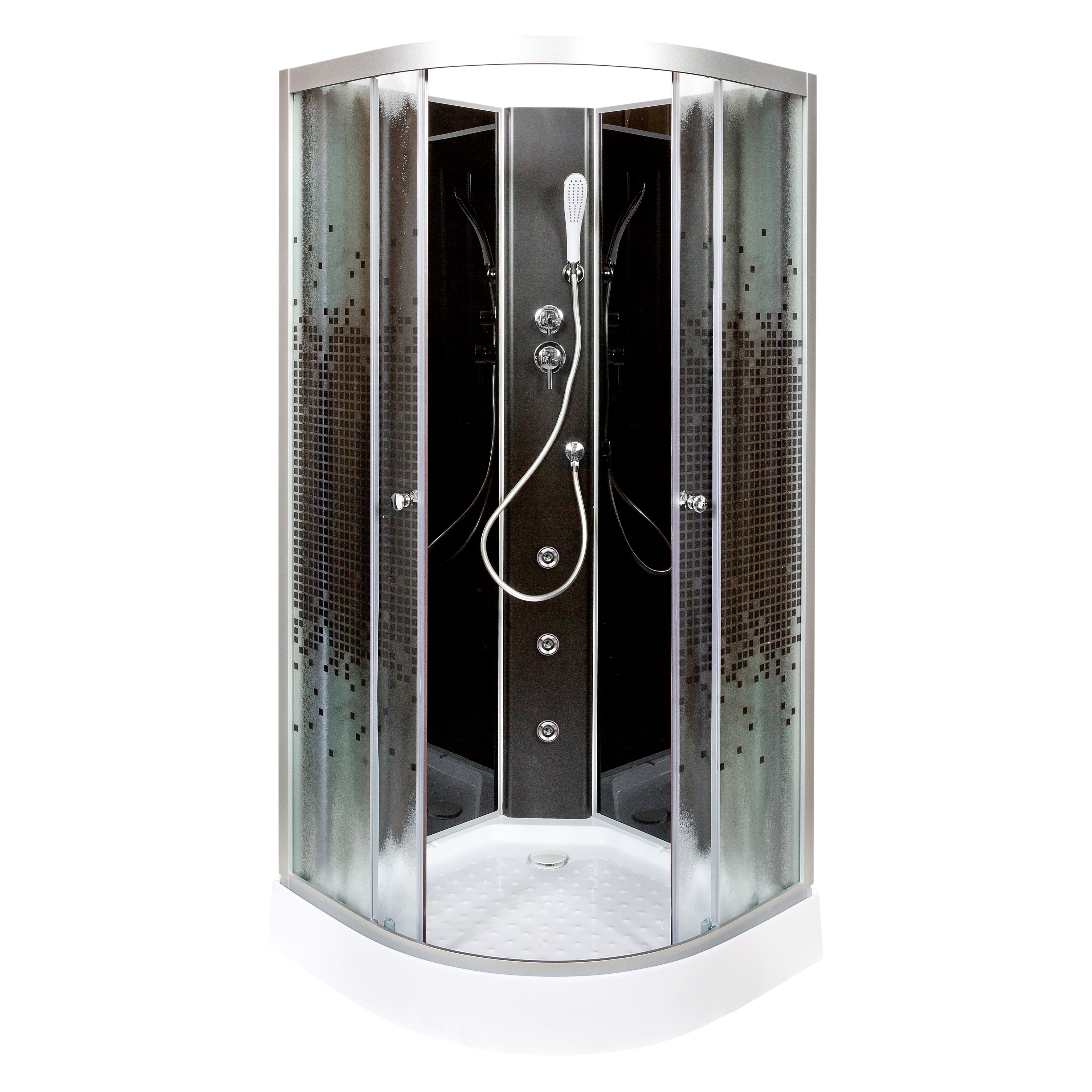 ЕМ4516 с гм. и эл. Душевая кабина DETO Серия EM L 801 N с гидромассажем BLACK - Вид №11