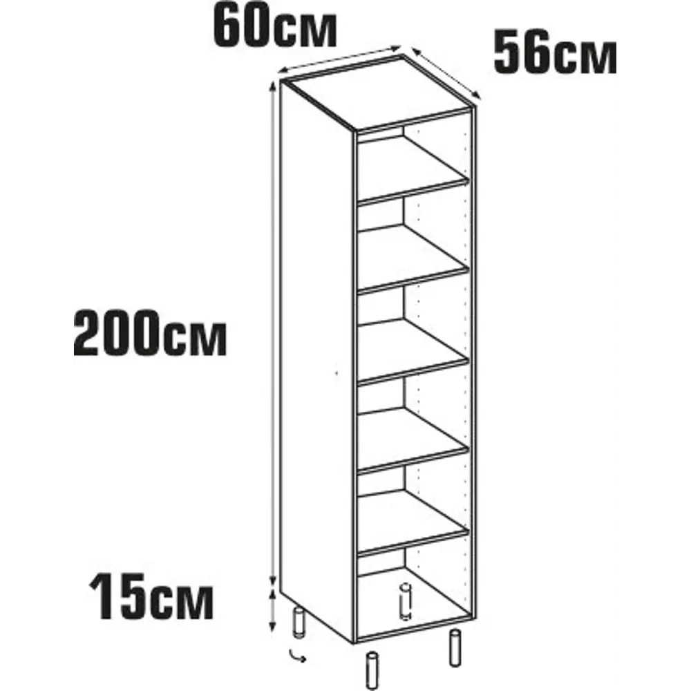 Колонка напольная 60x200x56 см, ЛДСП, цвет белый 18793467 STLM-2130003 DELINIA  - Вид №5