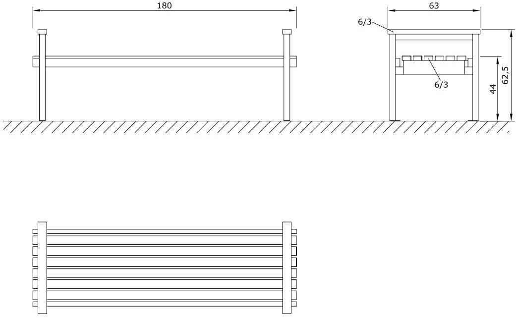 Euroform W Скамья из дерева с подлокотниками без спинки Quattro 86 - Вид №1