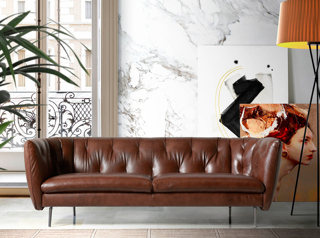 073965 Диван кожаный 2-х местный -2P Angel Cerda KF022  - Вид №3