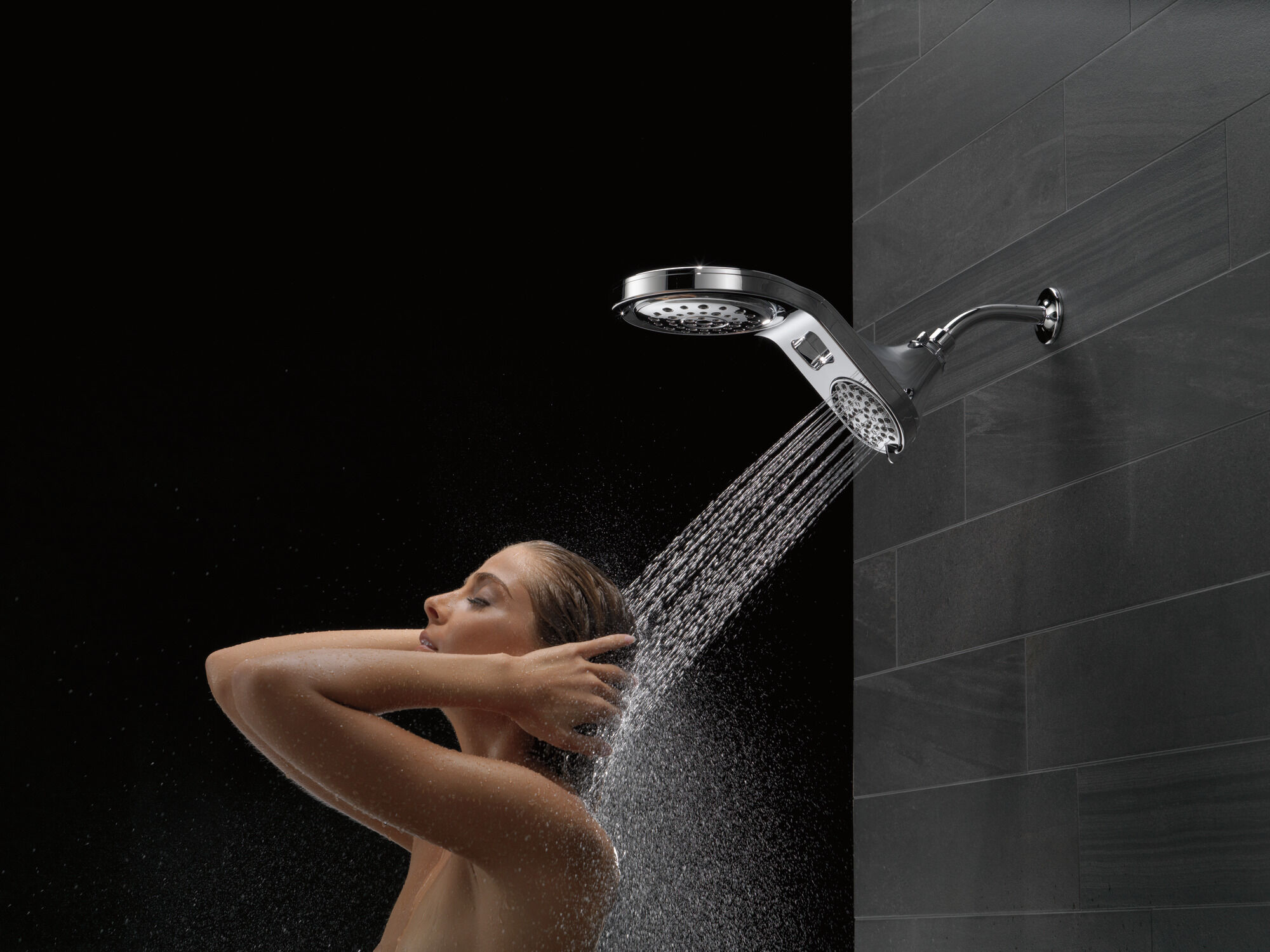 58580-25-PK HydroRain® 5-настройка душевая лейка два в одном Delta Faucet Universal Showering Хром  - Вид №10