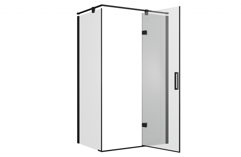 Душевое ограждение (R-open) одна распашная дверь BLACKLINE BS120.3113AB bravat  - Вид №3