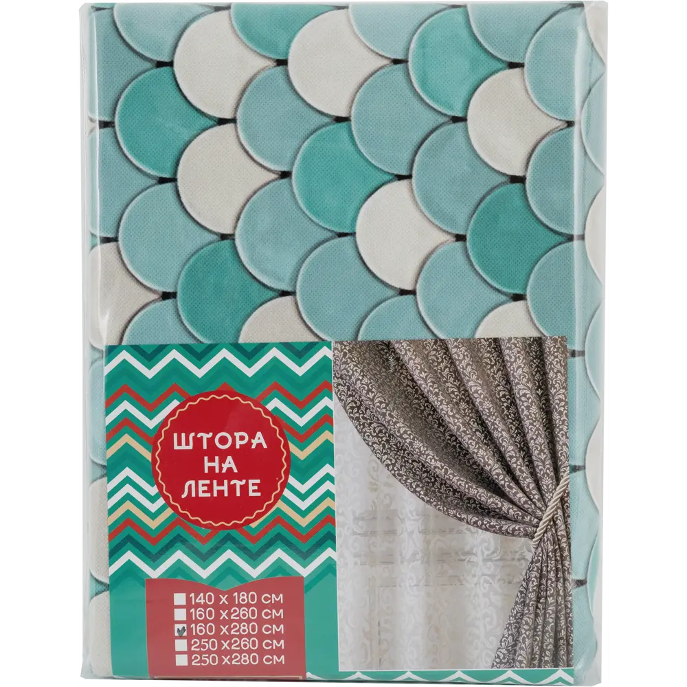 Штора на ленте «Мозаика», 160x280 см, геометрия, цвет бирюзовый GARDEN STLM-2015347 - Вид №4