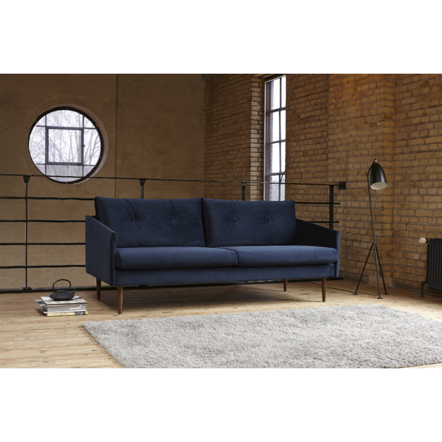 Диван трехместный Anton с ножками из дуба/грецкого ореха, темно-голубой Kragelund 3750324604 - Вид №1