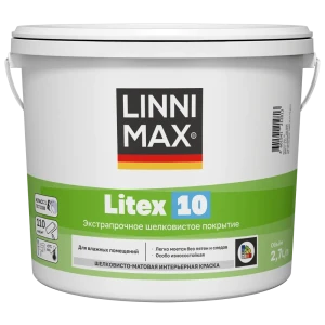 Краска для стен и потолков моющаяся Linnimax Litex 10 матовая цвет прозрачный база C 2.7 л