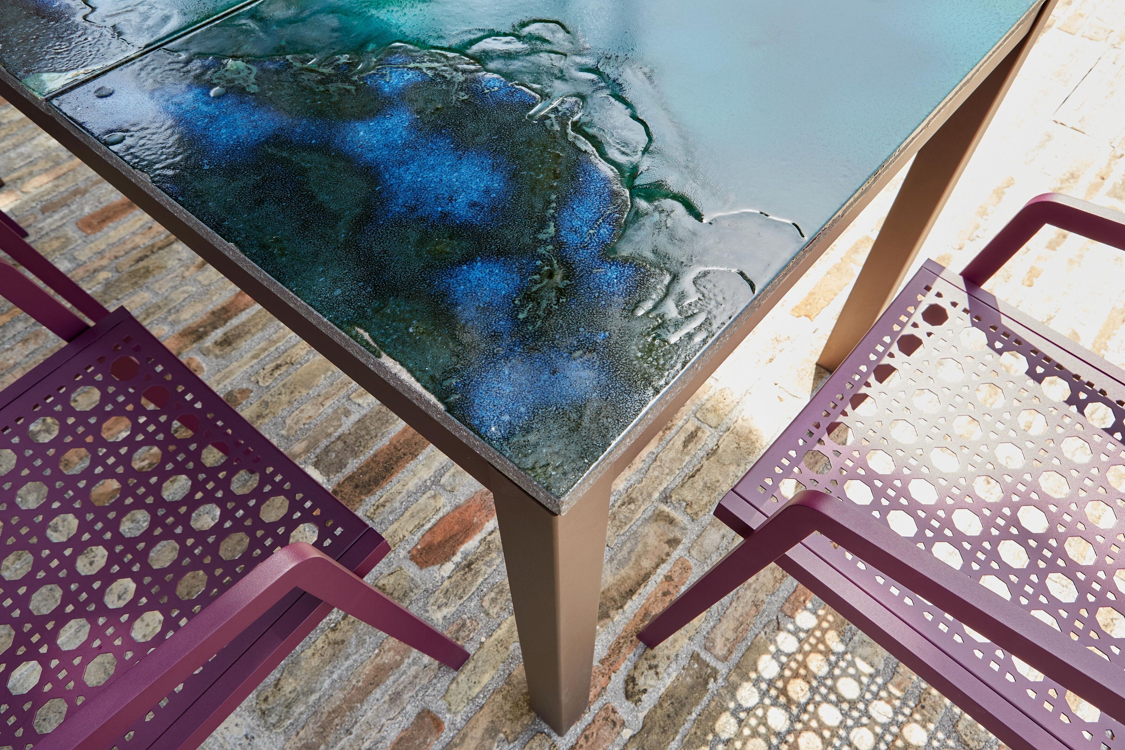 Прямоугольный стол из фаянса и нержавеющей стали DOMIZIANI современный ARCH-00138472 - Вид №2