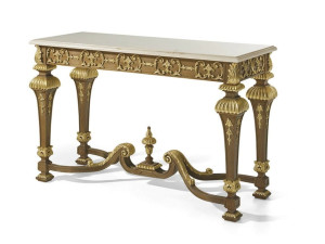 Дубовая консоль с мраморной столешницей