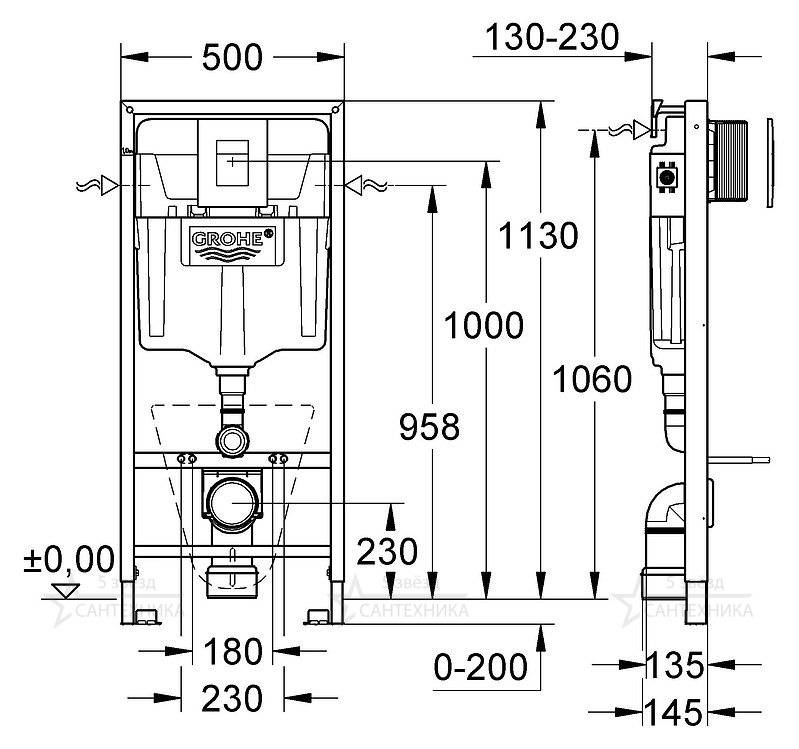 NW0016-1 Подвесной унитаз настенный Белый Grohe Euro Тайвань - Вид №5