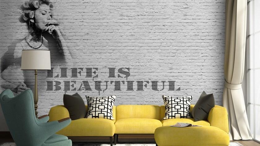 GLAMORA Виниловые обои под кирпич Fancy sun-id-1494597 - Вид №2