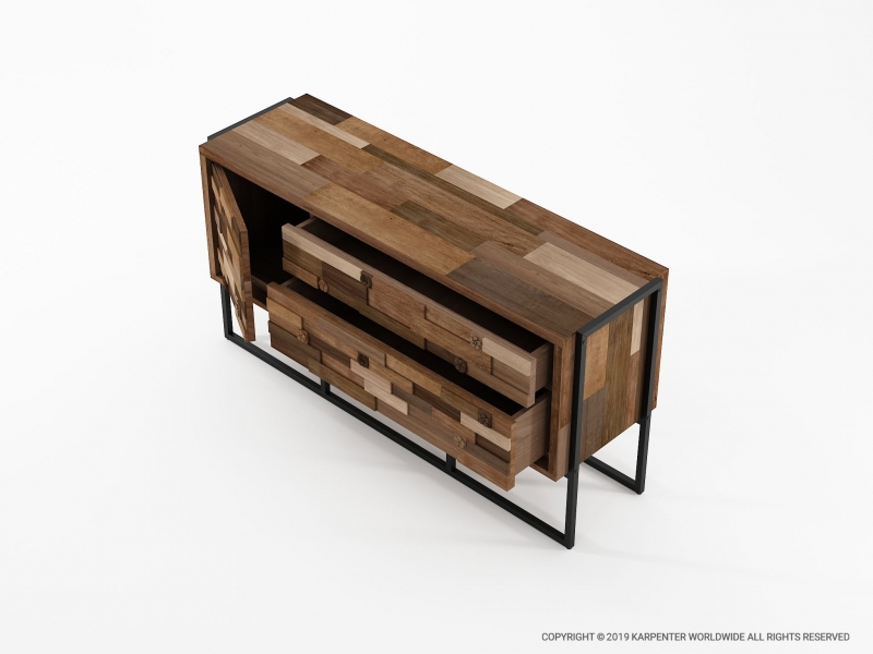 476_1180 Комод с 2 ящиками и дверца Karpenter Carv'n in Black  - Вид №3