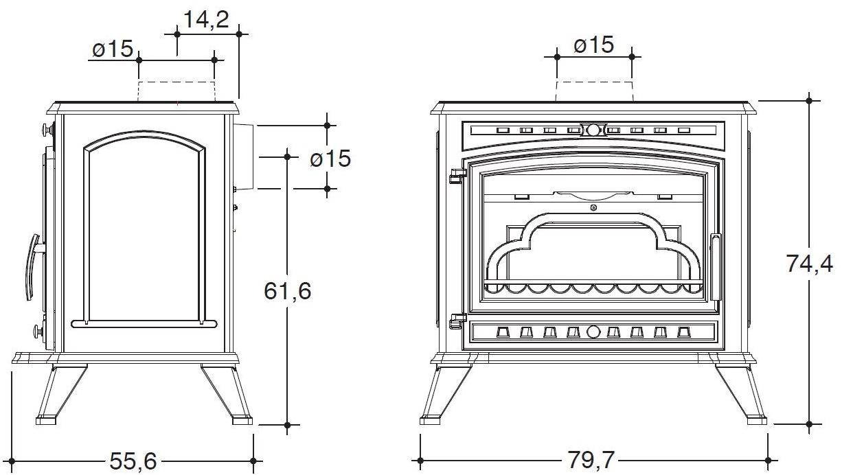 CAMINETTI MONTEGRAPPA Настенная чугунная дровяная печь sun-id-1410442 - Вид №1