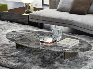 Minotti Низкий овальный мраморный журнальный столик Linha