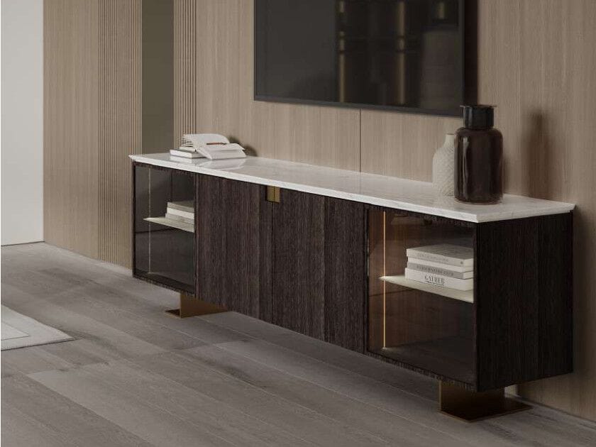 Шкаф с распашными дверями из дерева и стекла EUPHORIA ALY ARCH-00002594