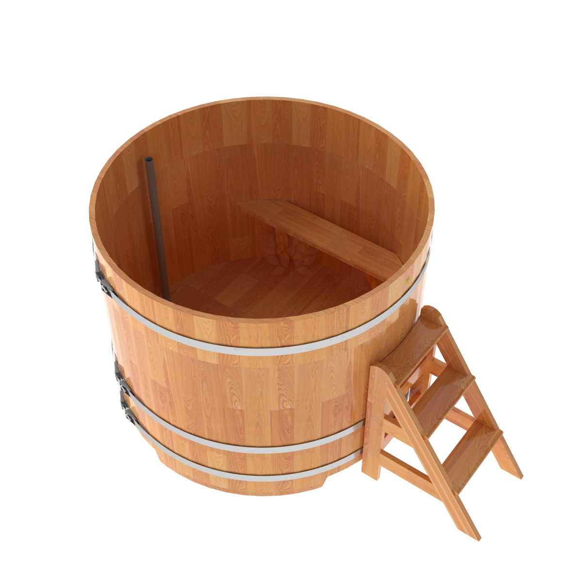 1523 Купель круглая из сращенных ламелей лиственницы d=1,50х1,2 натуральная Alyarus  - Вид №1