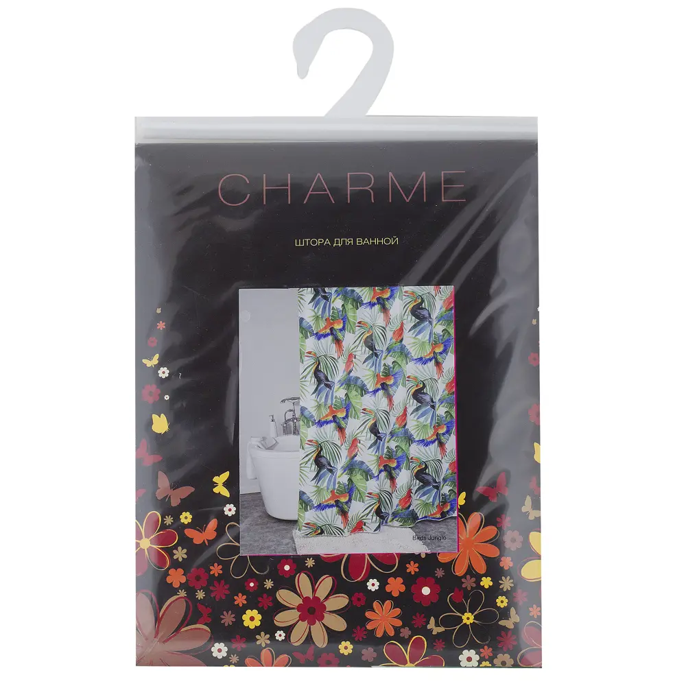 Штора для ванной комнаты «Туканы» 180х180 см цвет зелёный BATH PLUS ШТОРЫ CHARME RED STLM-2130919 - Вид №2