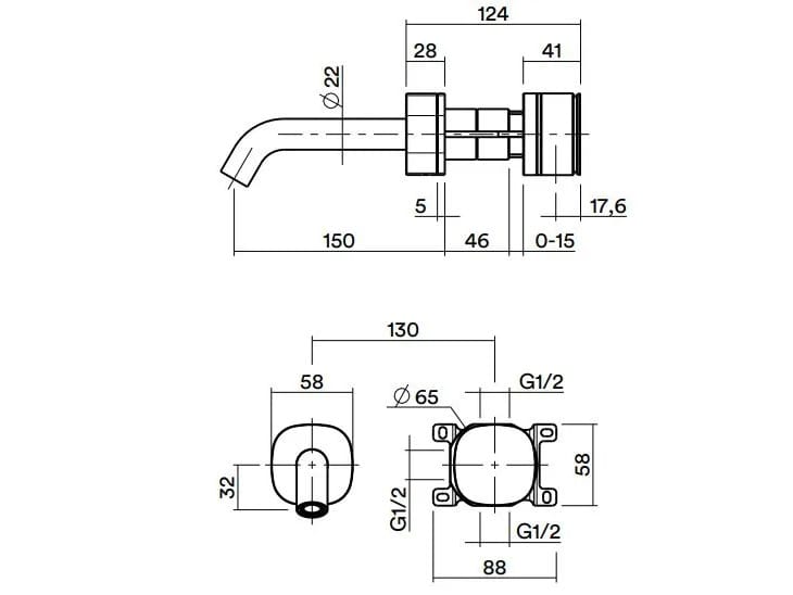 Смеситель для раковины с 2 отверстиями из нержавеющей стали Quadrodesign супер ARCH-00079510 - Вид №1