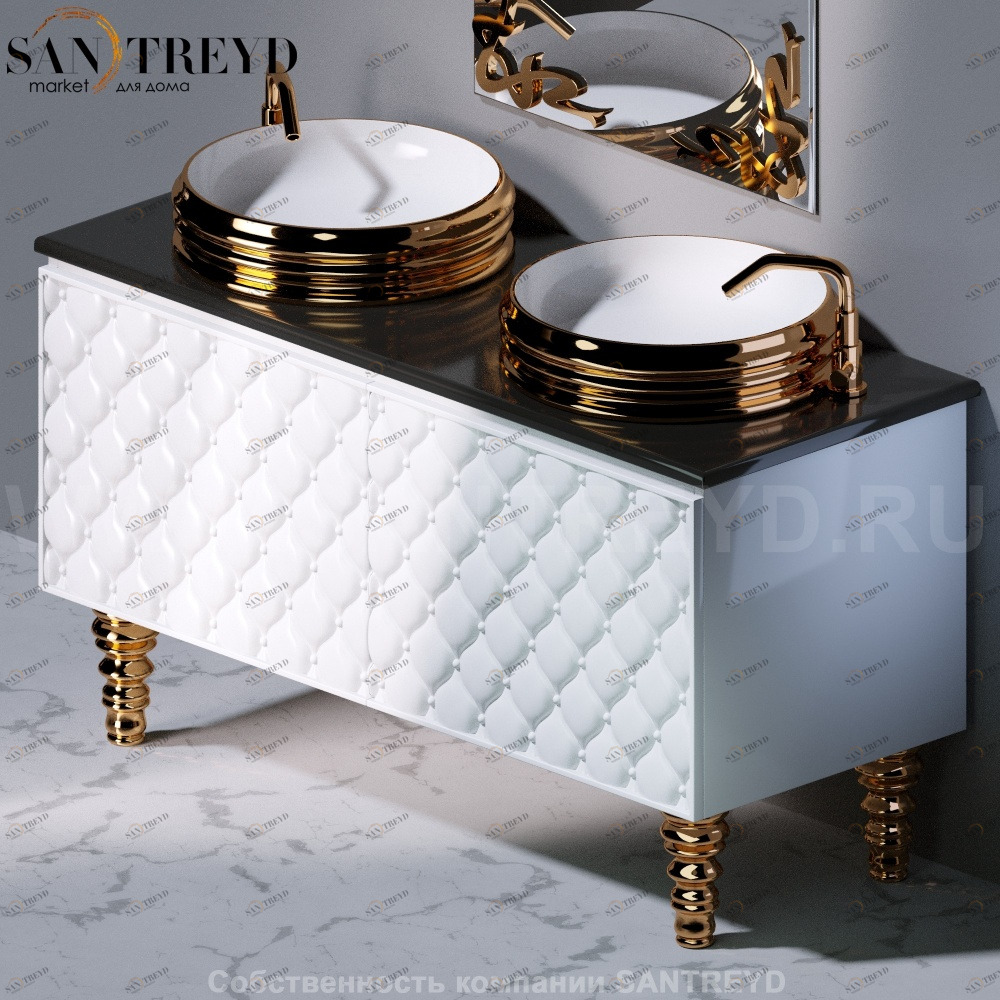 C291M2L140.100 Тумба с двумя выдвижными ящикома с белым фасадом и белыми вставками A. e T. Italia CLASS AeT ITALIA GLASS