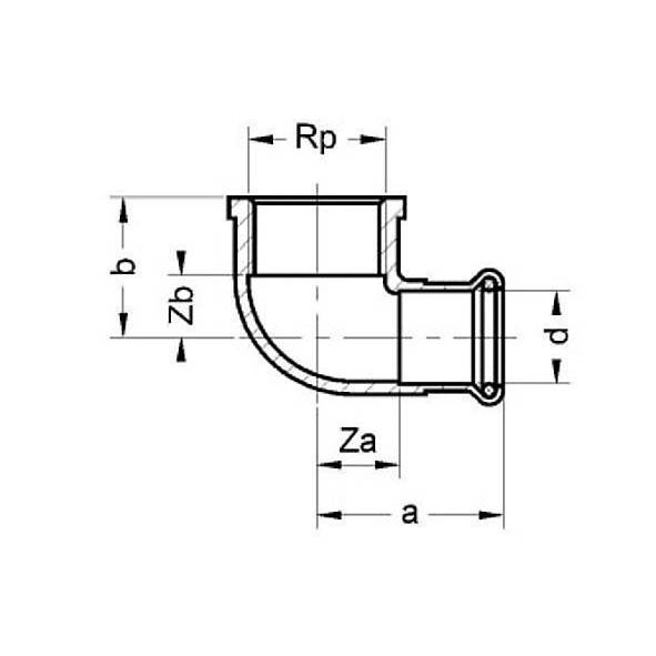113090221 SANHA 13090G пресс-фит. солн., бронза, угловой переход ВПр-ВР 22x1 мм  - Вид №1