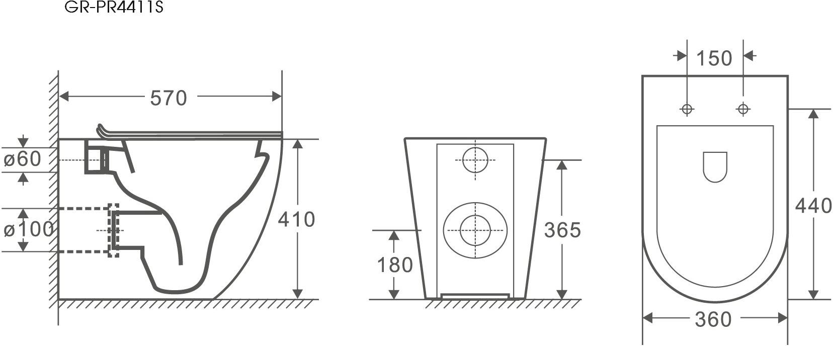 GR-PR4411S Приставной унитаз напольный Белый Grossman  Китай  - Вид №2
