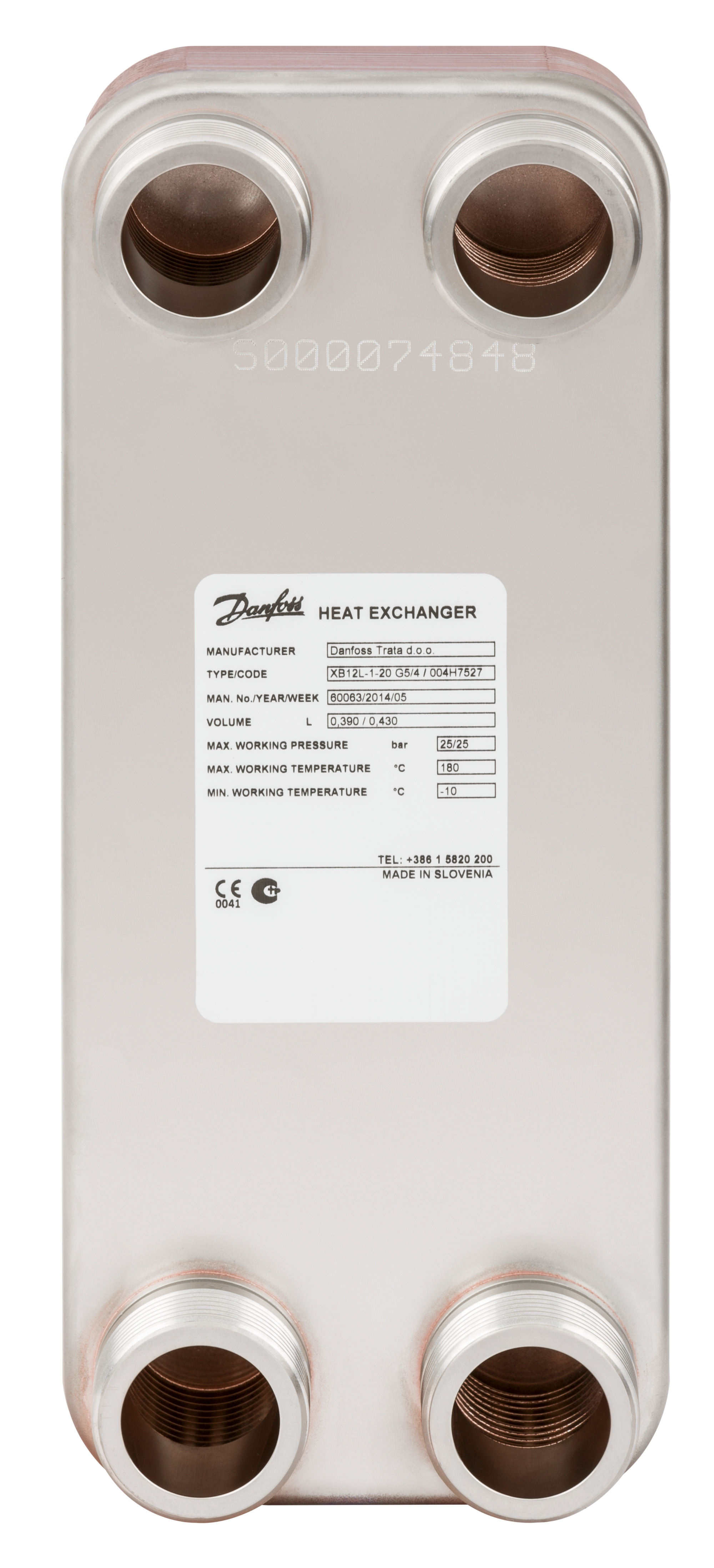 Danfoss Паяный пластинчатый теплообменник одноходовой серии XB12 XB 12L-1-20 PN25 паяный ТО G1 004H7662  - Вид №26