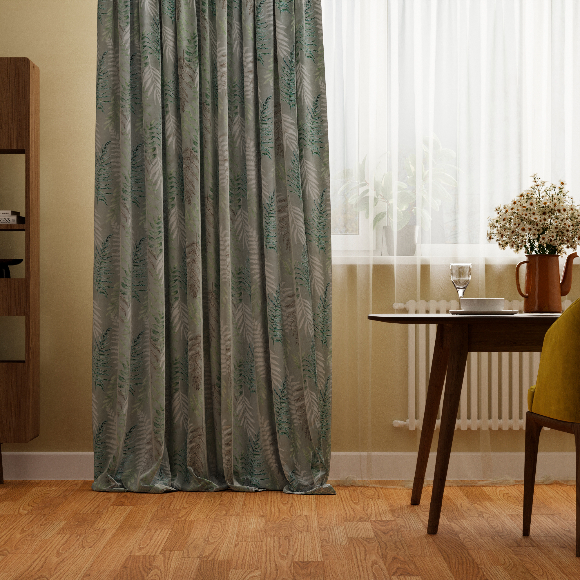SEASONS Штора «Папоротник» серо-зелёная 200×270 см 82701266