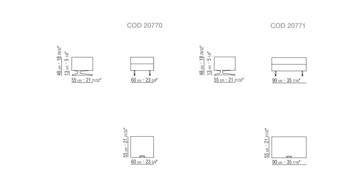Прямоугольная прикроватная тумбочка из орехового дерева с ящиками Flexform перо ARCH-00005727 - Вид №2