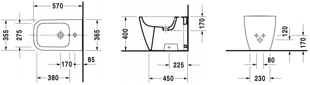 226710 Биде напольное Happy D.2 Duravit - Вид №3
