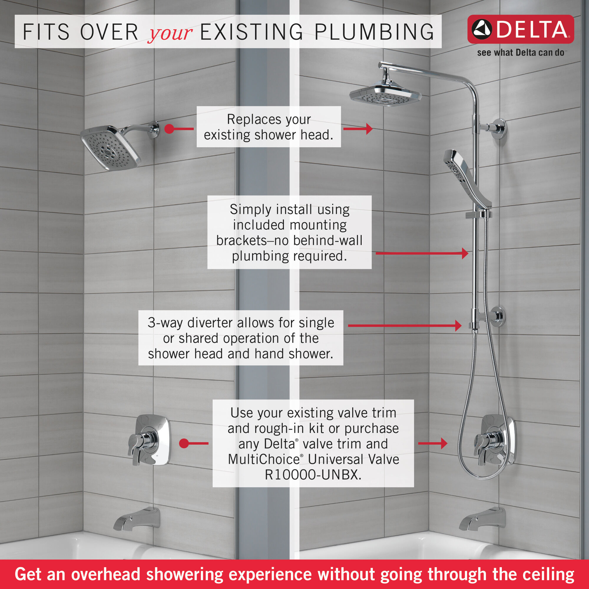 58820-PN Душевая стойка 26 дюймов, круглая Delta Faucet Universal Showering Полированный никель  - Вид №1