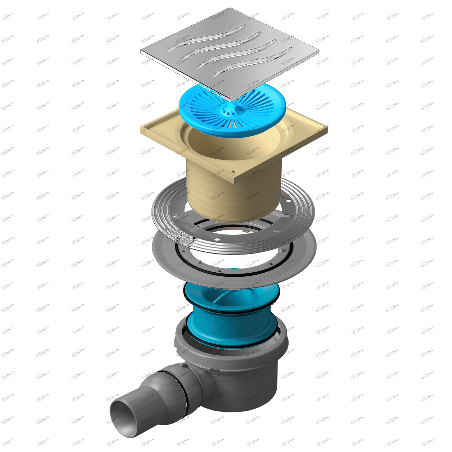 Точечный трап 150х150 мм CONFLUO STANDARD TIDE 1 13000001 PESTAN