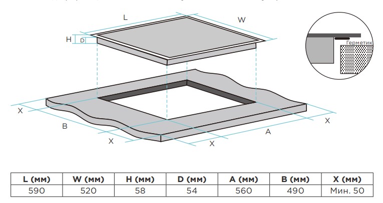 9206725 Индукционная варочная поверхность Eigen IH-M02IGB STDN-0002701 - Вид №7