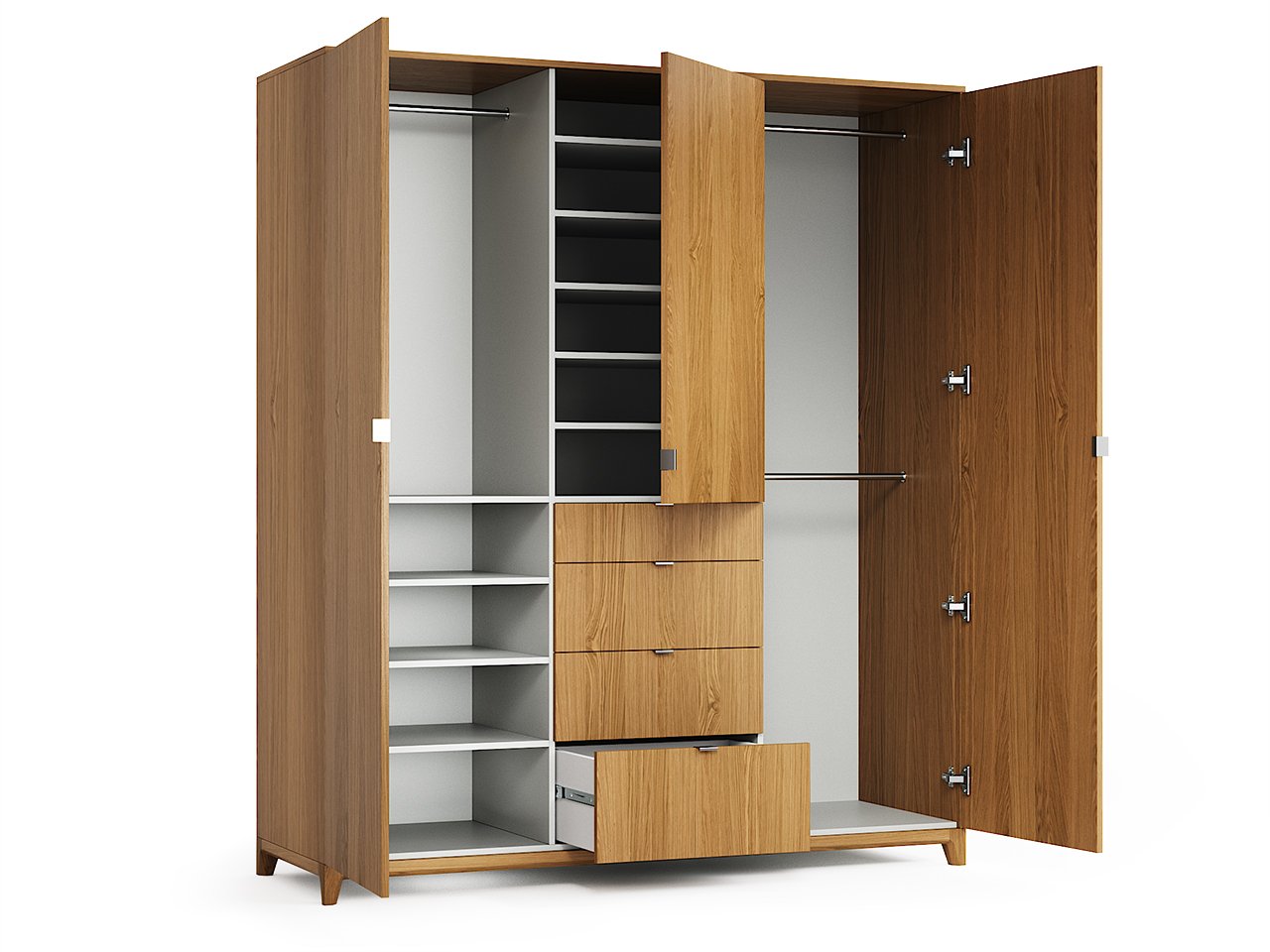 Шкаф трехстворчатый с ящиками натуральный дуб Case №2 THE IDEA  210383 Бежевый  - Вид №2