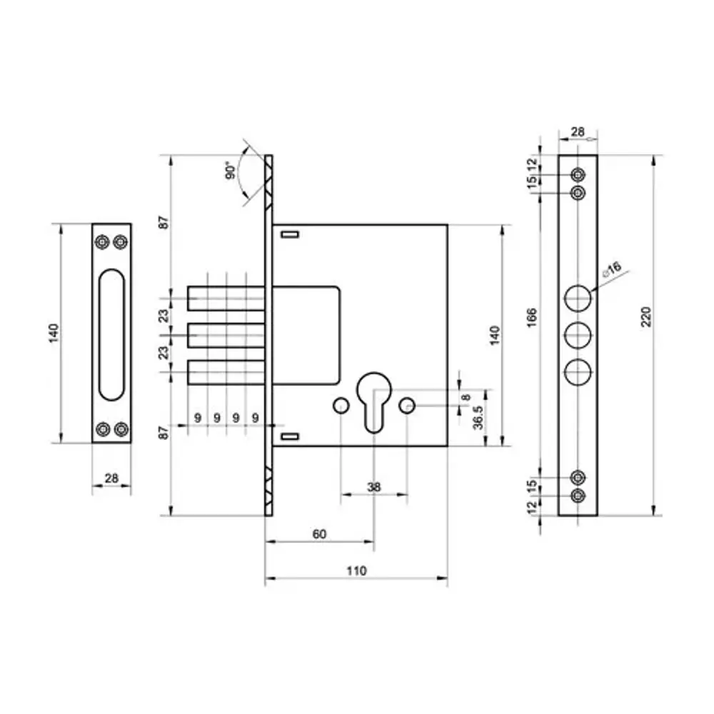 PALLADIUM - Корпус замка 0257 в сером никеле для входных дверей 17167587 STLM-0007608 - Вид №4