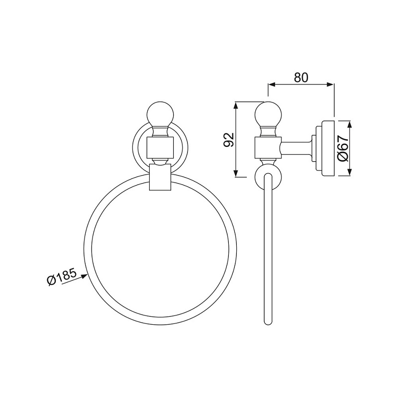 AQN-CHR-7721 Полотенцедержатель-кольцо Jaquar Queen's Santreyd  - Вид №1