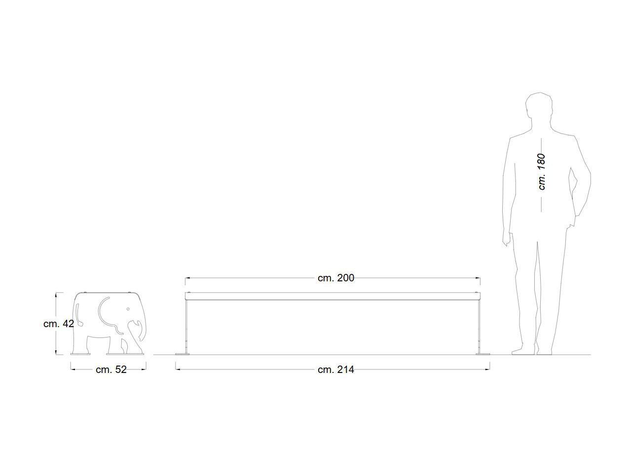 Металлическая скамья без спинки DIMCAR ARCH-00140917 - Вид №2