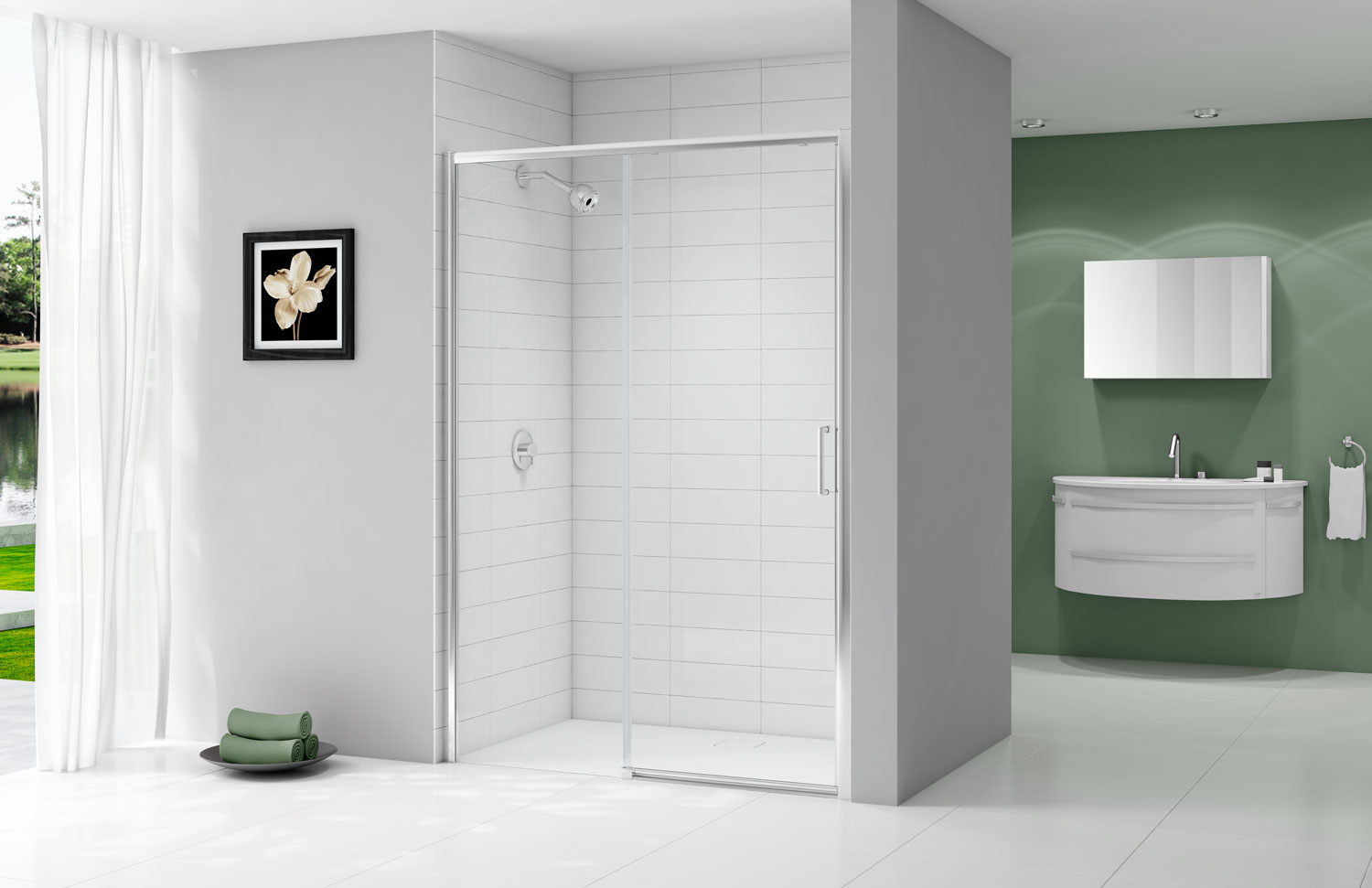 Дверь душевая для установки с боковой панелью A0303TH Merlyn Ionic Хромированный  - Вид №1